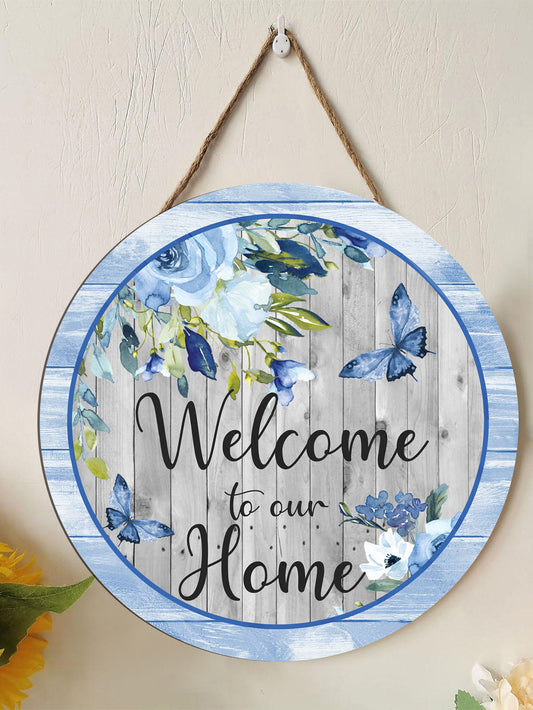 Welcome guests in style with our Blue Flower Butterfly Welcome Door Hanging Sign! This charming wood plaque decoration features a beautiful blue flower and butterfly design and adds a touch of warmth and hospitality to any doorway. Durable and eye-catching, it is sure to make a lasting impression on visitors.