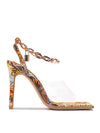 Crystal Clear Elegance: Laszlo Chain Square Toe High Heels