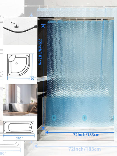 Refresh Your Bathroom with the 3D Water Cube Shower Curtain - Available in Blue, Green, or Transparent with Ice Pattern Design