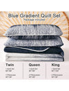 Blue Bliss: Ombre Pattern Quilt Set for Queen Bed with Pillowcases