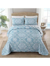 Boho Paisley Damask Print Quilt Set: King Size Bedding with 2 Pillowcases - Lightweight & Soft Microfiber - Grey Turtle Cove Design - All Season Comfort