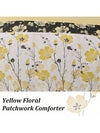 Boho Patchwork Floral Comforter Set - Queen/King Size - Soft Microfiber - Lightweight Vintage Bedding Set - 3 Piece Set with 2 Pillowcases - All Season Comforter