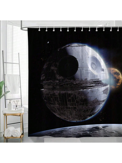 Galactic Dreams Shower Curtain: Universe Planet-Themed Sci-Fi Style Bathroom Decor