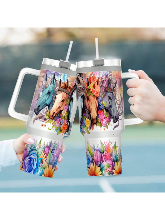 Expertly crafted for the avid horse lover, this personalized insulated car cup is built with premium stainless steel for long-lasting use. Keep your drinks at the desired temperature on the go, whether it's hot coffee on a chilly morning or an ice-cold beverage on a hot summer day.