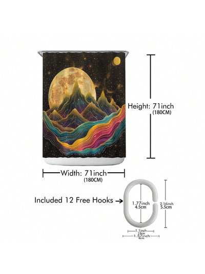 Happy Home: Waterproof Printed Shower Curtain with Plastic Hooks - Bathroom Decor Essential