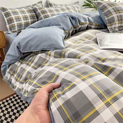 Cozy Plaid Print Duvet Cover Set - Perfect for All Seasons Bedroom Decor