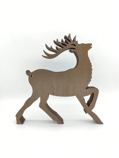 Creative Forest Animal Wooden Ornament: Non-Light-Up Reindeer for Home and Office Decor