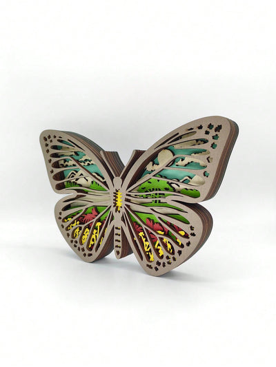Creative Wooden Carved Butterfly Ornament for Home and Office Decor