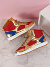 Stylish High Top Skateboarding Shoes in Red, Blue, and Gold - Coolest Street Style Trend