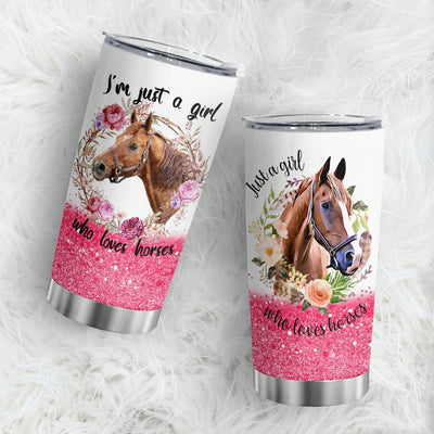 'Who Loves Horses' Insulated Tumbler - Stainless Steel Coffee Cup for Home, Office, and Travel