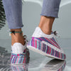 Colorful Stars Graffiti Outdoor Sports Shoes: European Style Thick-Soled Anti-Slip Round Toe for Women