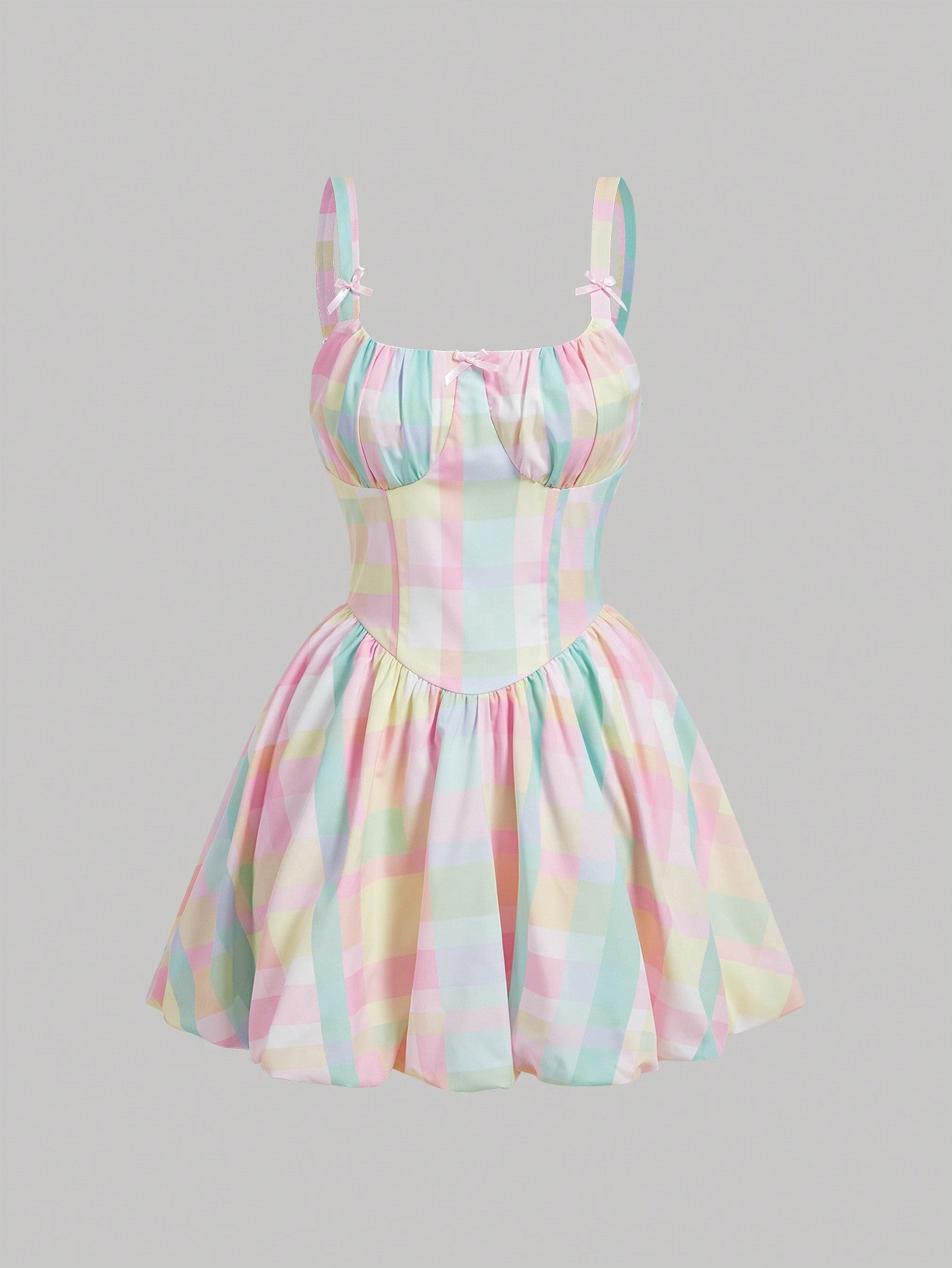 pink plaid cami dress Collusion Plaid Print mesh Cami Dress in pink-Multi