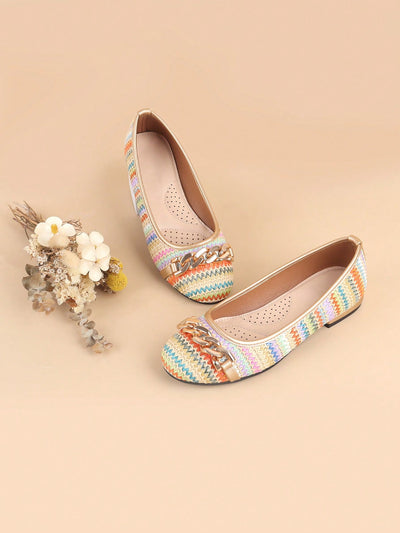 Elegant Ballet Flats with Horseshoe Buckle Accessory for Daily and Evening Wear