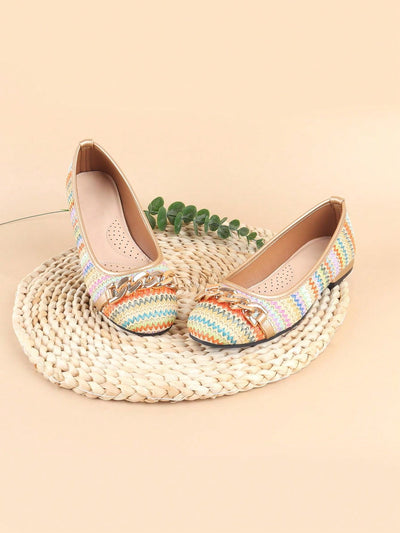 Elegant Ballet Flats with Horseshoe Buckle Accessory for Daily and Evening Wear