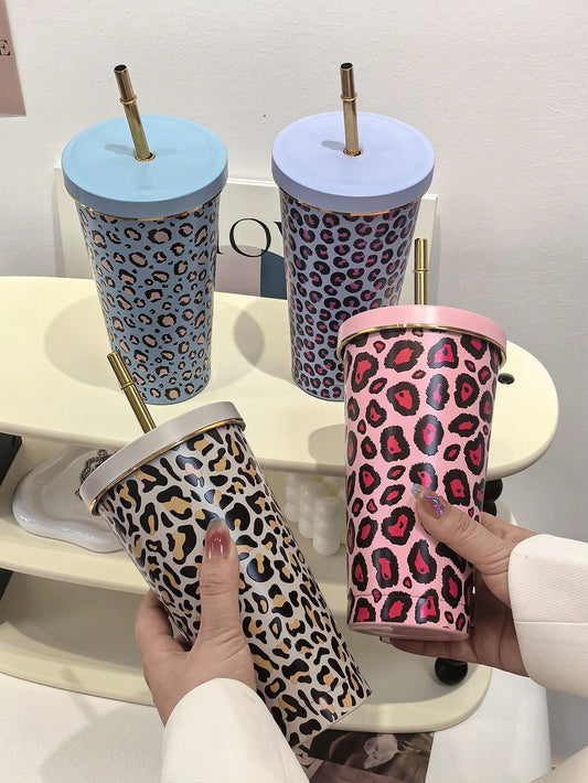 Stay hydrated in style with the Leopard Series Double Wall Stainless Steel Insulated Water Bottle. Made with durable stainless steel, this bottle keeps your drinks hot or cold for hours. The sleek leopard print design adds a touch of fashion to your everyday life.