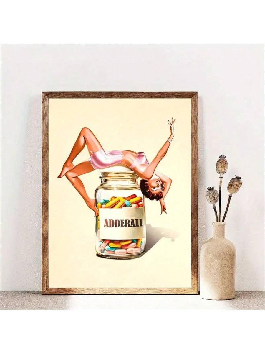 Vintage Surreal Adderall Bliss Pill Canvas Art Print: Classic Decor fo –  Canary Houze, image size:900x1200