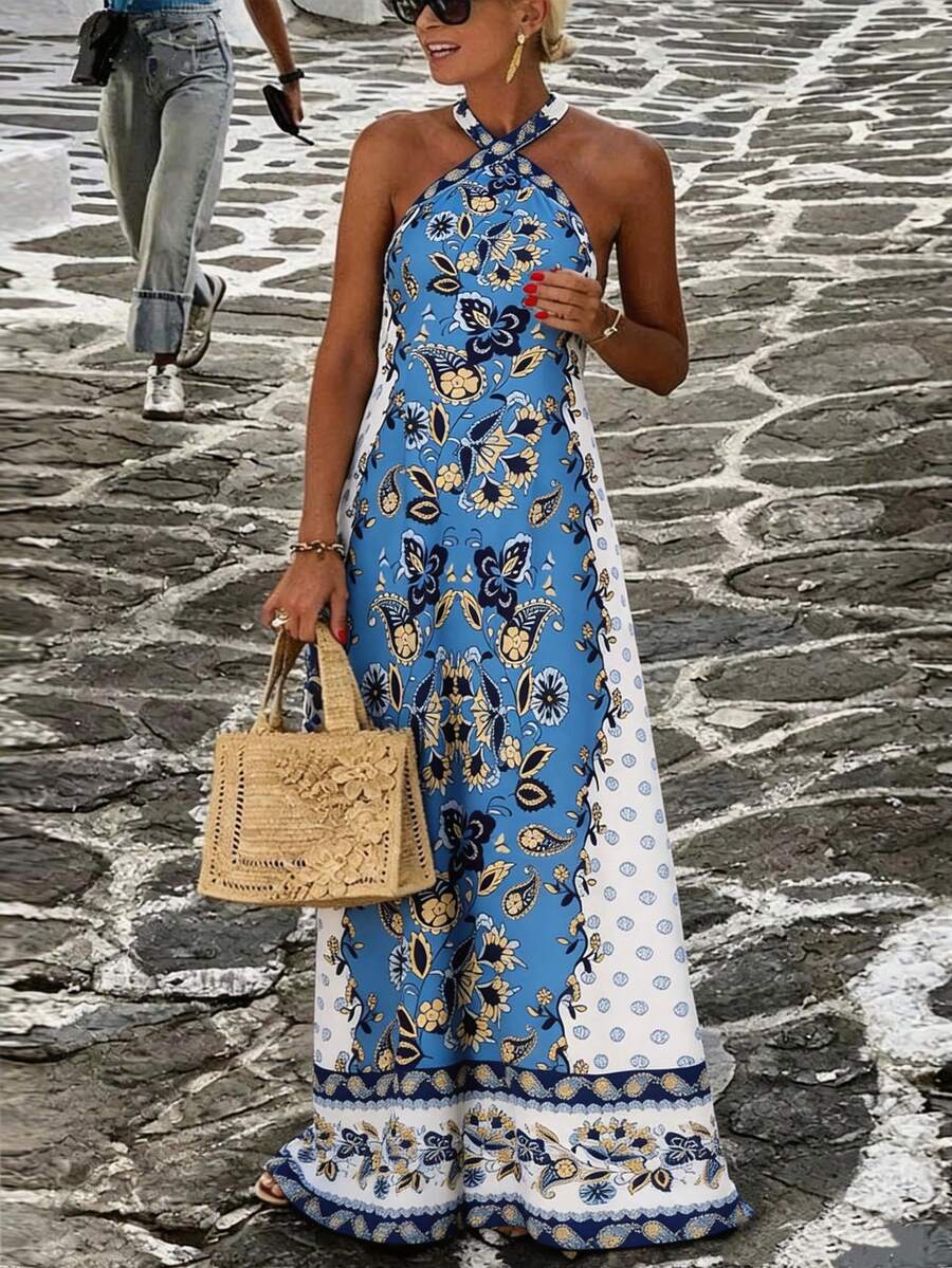 versatile maxi dress Women's Floral Print Vacation is-first-owner TQWQT Floral Dresses for 88% Polyester Tamaño:M/l