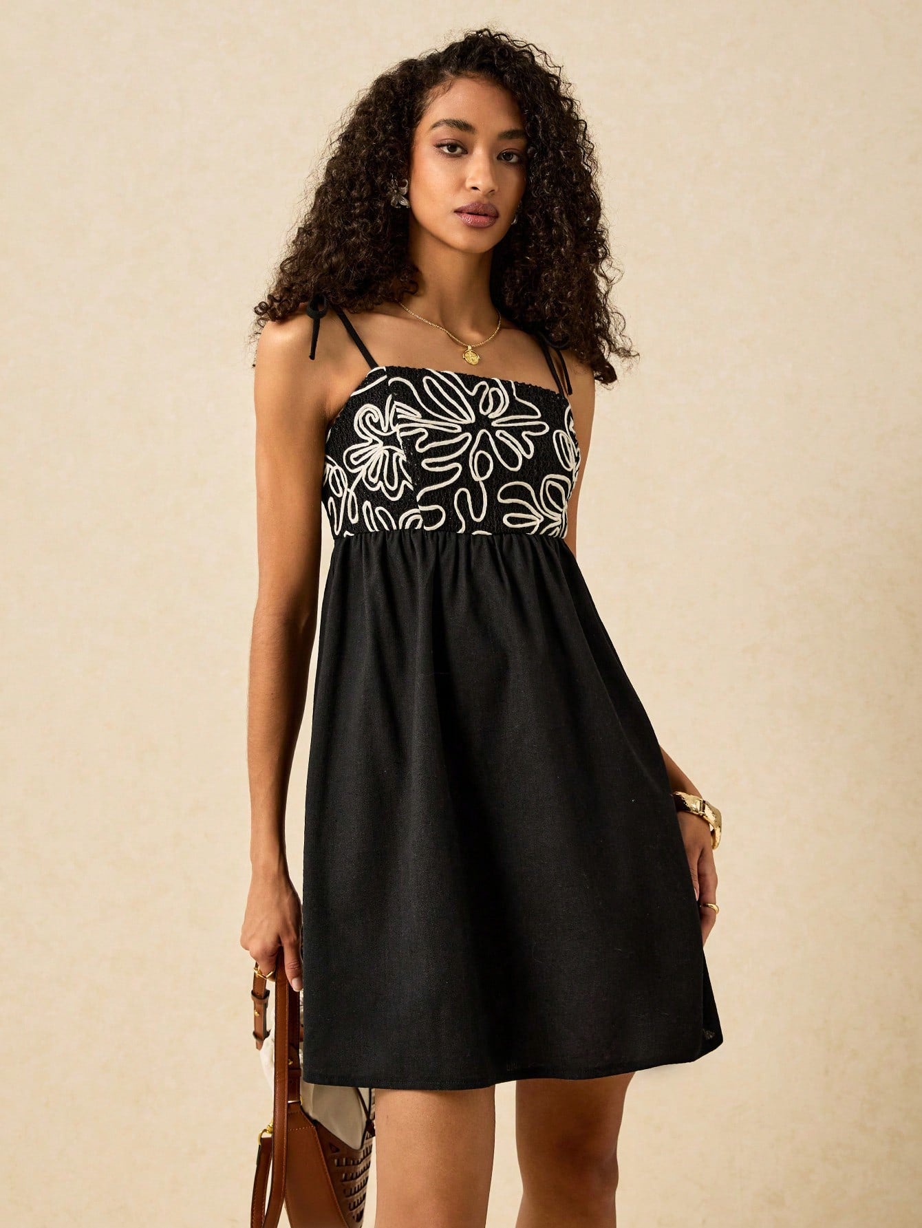 Chic Boho Elegance: Women's Jacquard Patchwork Spaghetti Strap Dress   Canary Houze