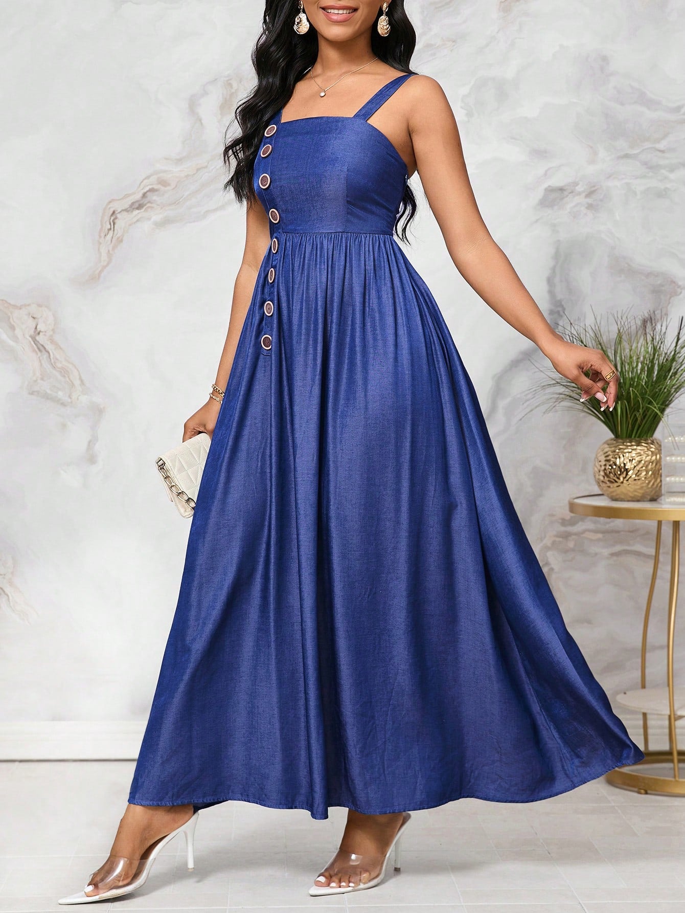 Chic Denim Suspenders Tube Top Dress for Tall Women - Summer Holiday S Canary Houze Chic Denim Suspenders Tube Top Dress for Tall Women - Summer Holiday S Canary Houze
