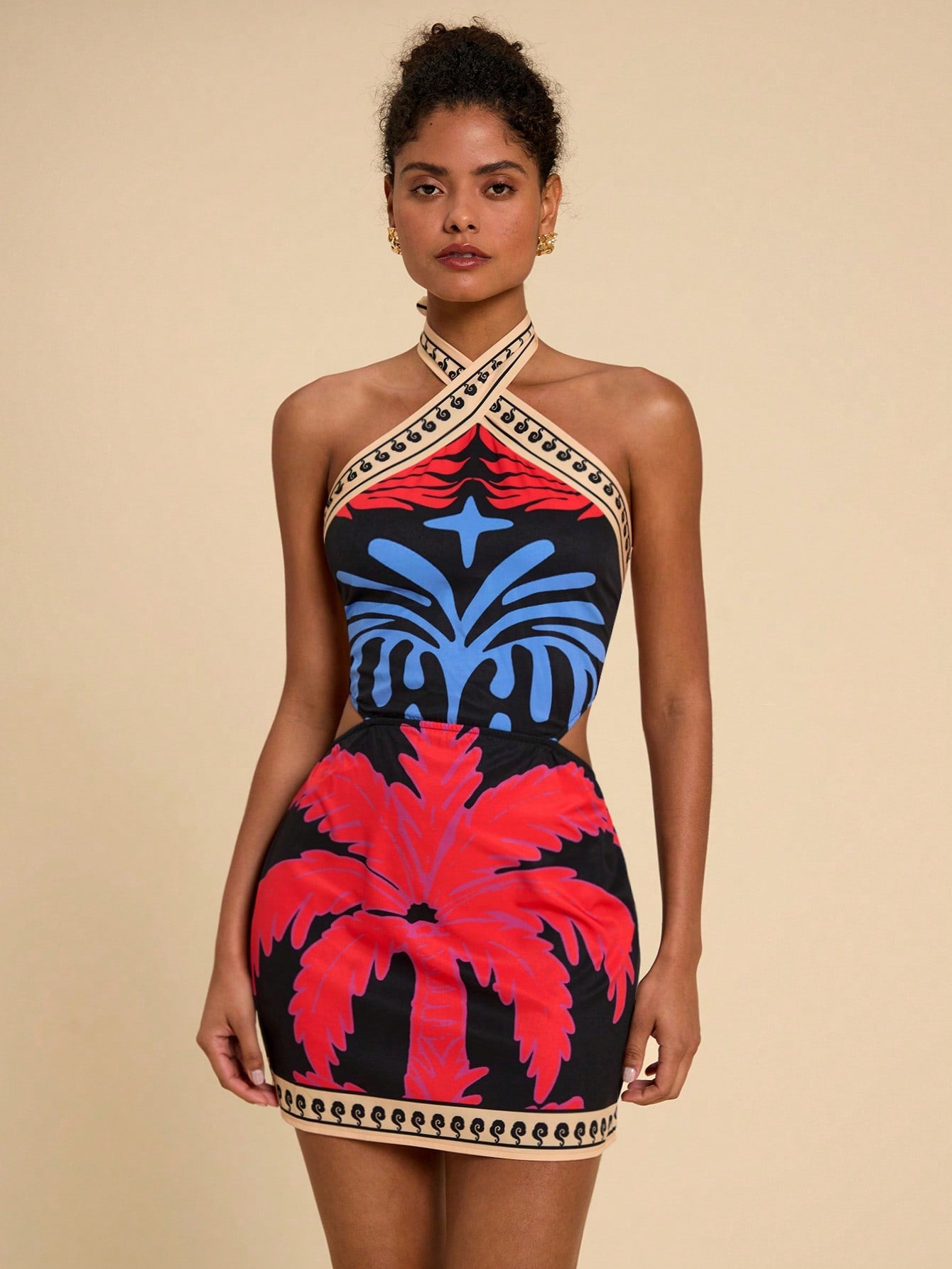 fitted floral mini dress Sassy Shortcake Santorini Blue Dress