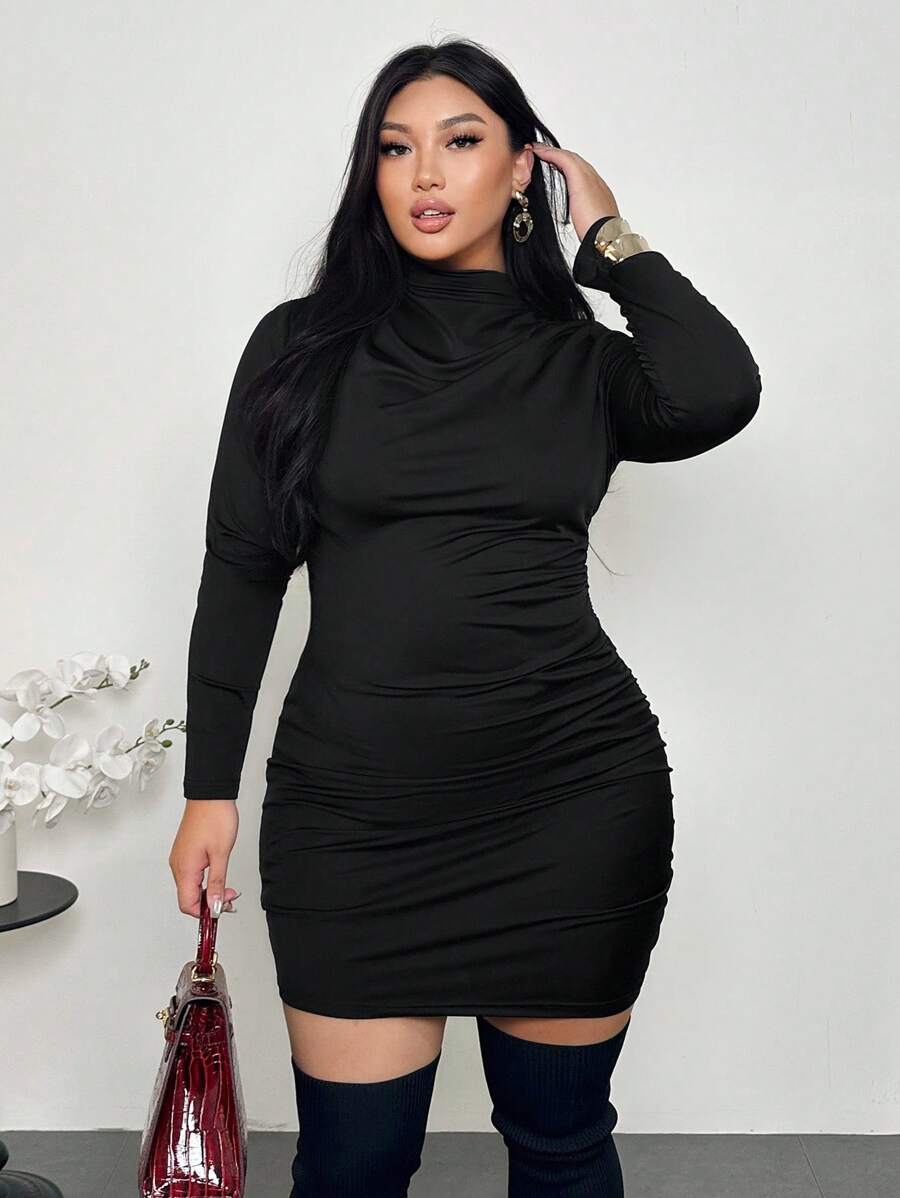 Chic Plus-Size Black Bodycon Mini Dress for Valentine's Day, Music Fes Canary Houze Chic Plus-Size Black Bodycon Mini Dress for Valentine's Day, Music Fes Canary Houze