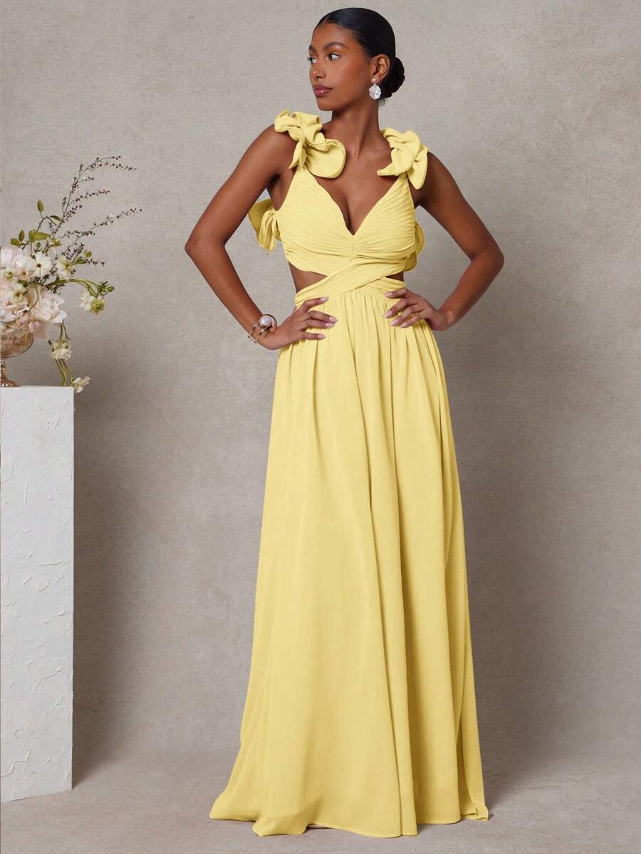 Chic Women's Strappy Back Ruffle Maxi Dress – Perfect Summer Wedding G – Canary Houze