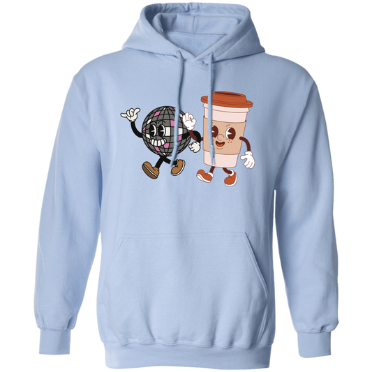 Disco Ball With Coffee Cup, Friends Lover, Coffee Lover Pullover Hoodie