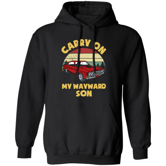 Carry On My Wayward Son, Red Car, Classic Car Pullover Hoodie