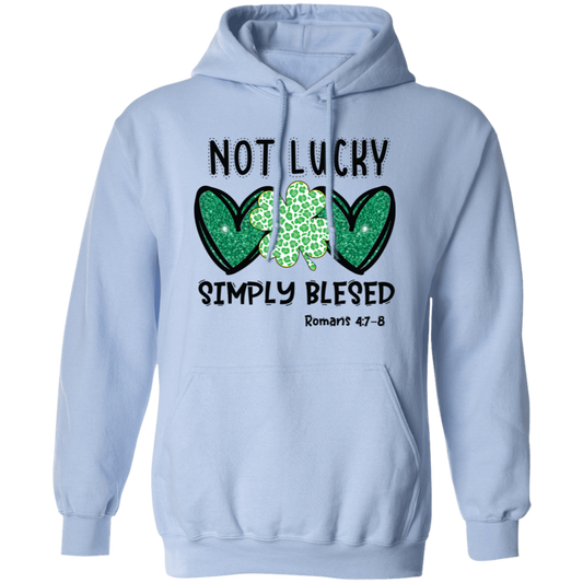 Not Lucky, Simply Blessed, St. Patrick, Saint Patrick, Glitter Green Heart Pullover Hoodie