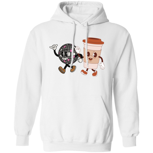 Disco Ball With Coffee Cup, Friends Lover, Coffee Lover Pullover Hoodie