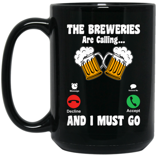 The Breweries Are Calling And I Must Go, Love Beer Black Mug