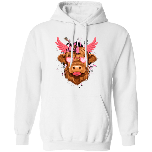 Love Cow, Cute Cow, Valentine Cow, Cow Lover Pullover Hoodie