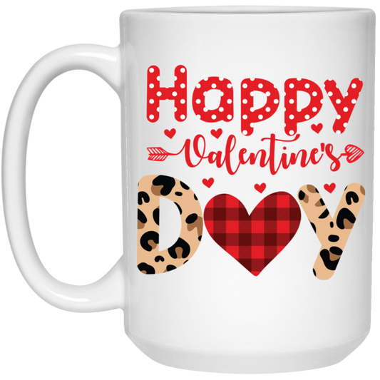 Happy Valentine's Day, Leopard Valentine, Cute Heart White Mug