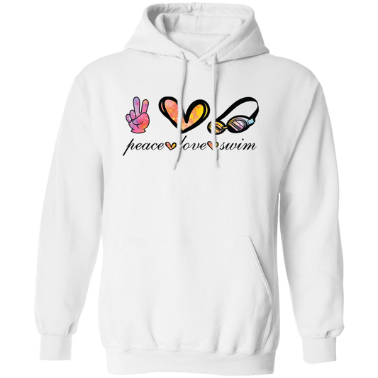 Peace Love Swim, Swimmer Gift, Swimming Lover Pullover Hoodie