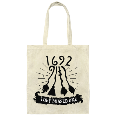 1692 They Missed One For Witch Halloween, Trendy Halloween Canvas Tote Bag