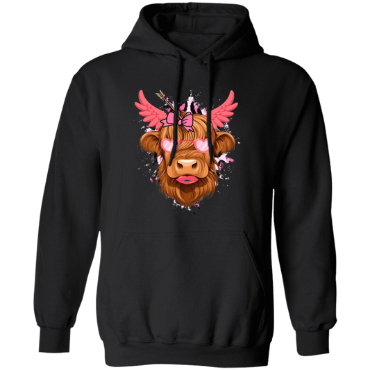 Love Cow, Cute Cow, Valentine Cow, Cow Lover Pullover Hoodie