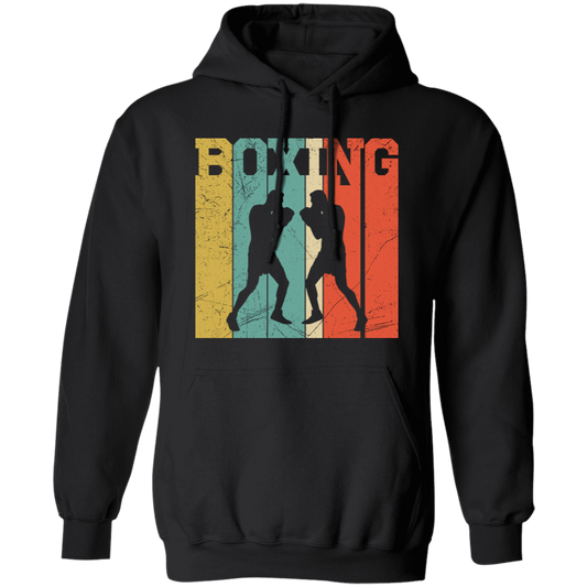Boxing Lover, Love Boxing, Boxing Silhouette, Retro Boxing Pullover Hoodie