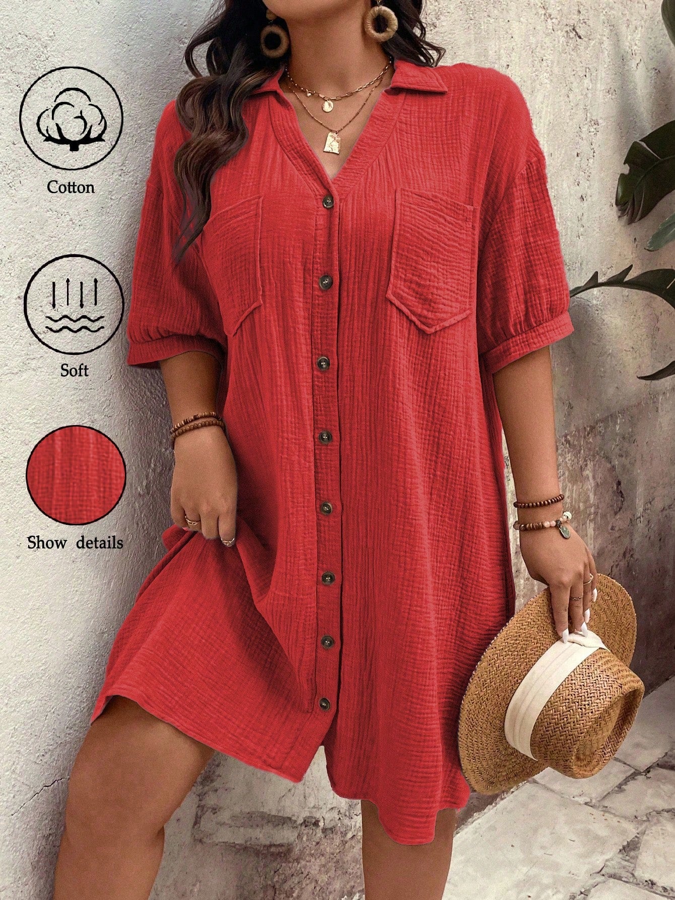Effortless Elegance: Plus Size Solid Color Minimalist Casual Dress for   Canary Houze