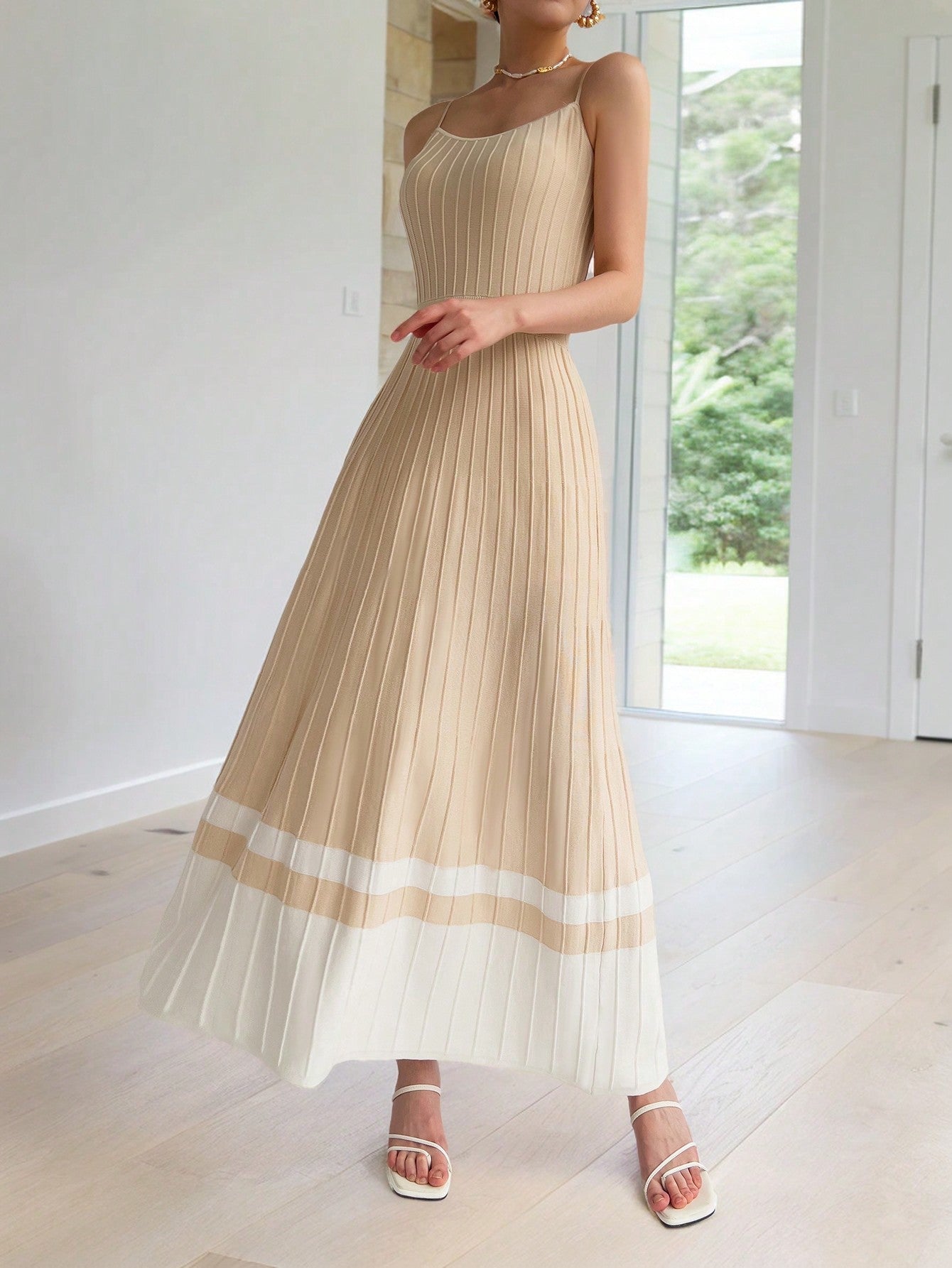 Elegant Color Block Knitted Midi Dress - Perfect for Summer, Brunch & Canary Houze Elegant Color Block Knitted Midi Dress - Perfect for Summer, Brunch & Canary Houze