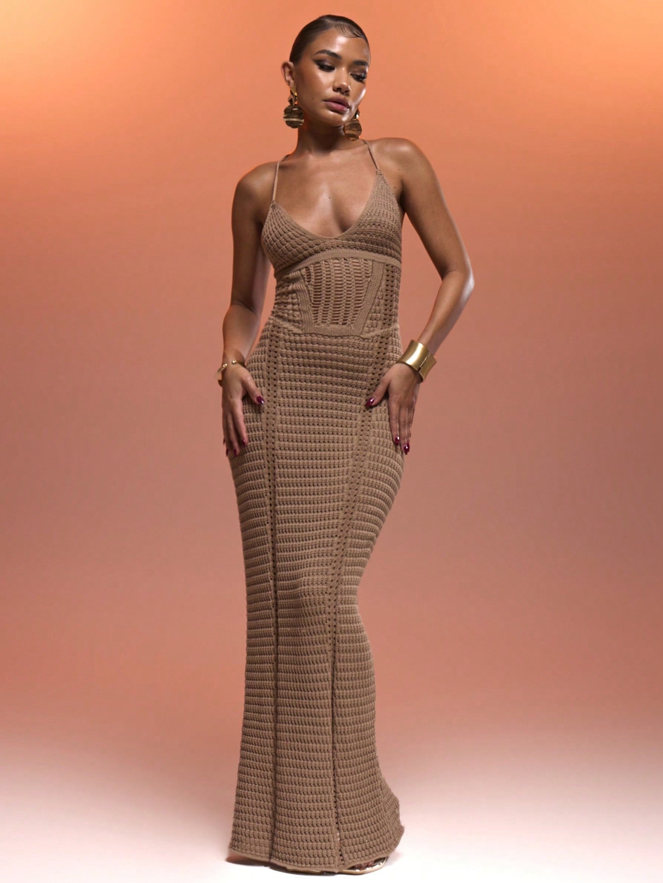 sexy maxi dress vacations Elegant Crochet Halter Neck for Summer - Sheer La – CANARY HOUZE Best suited for Summer Louisa Midi Dress - ABSOLU BOMPARD Material:Plain Sash