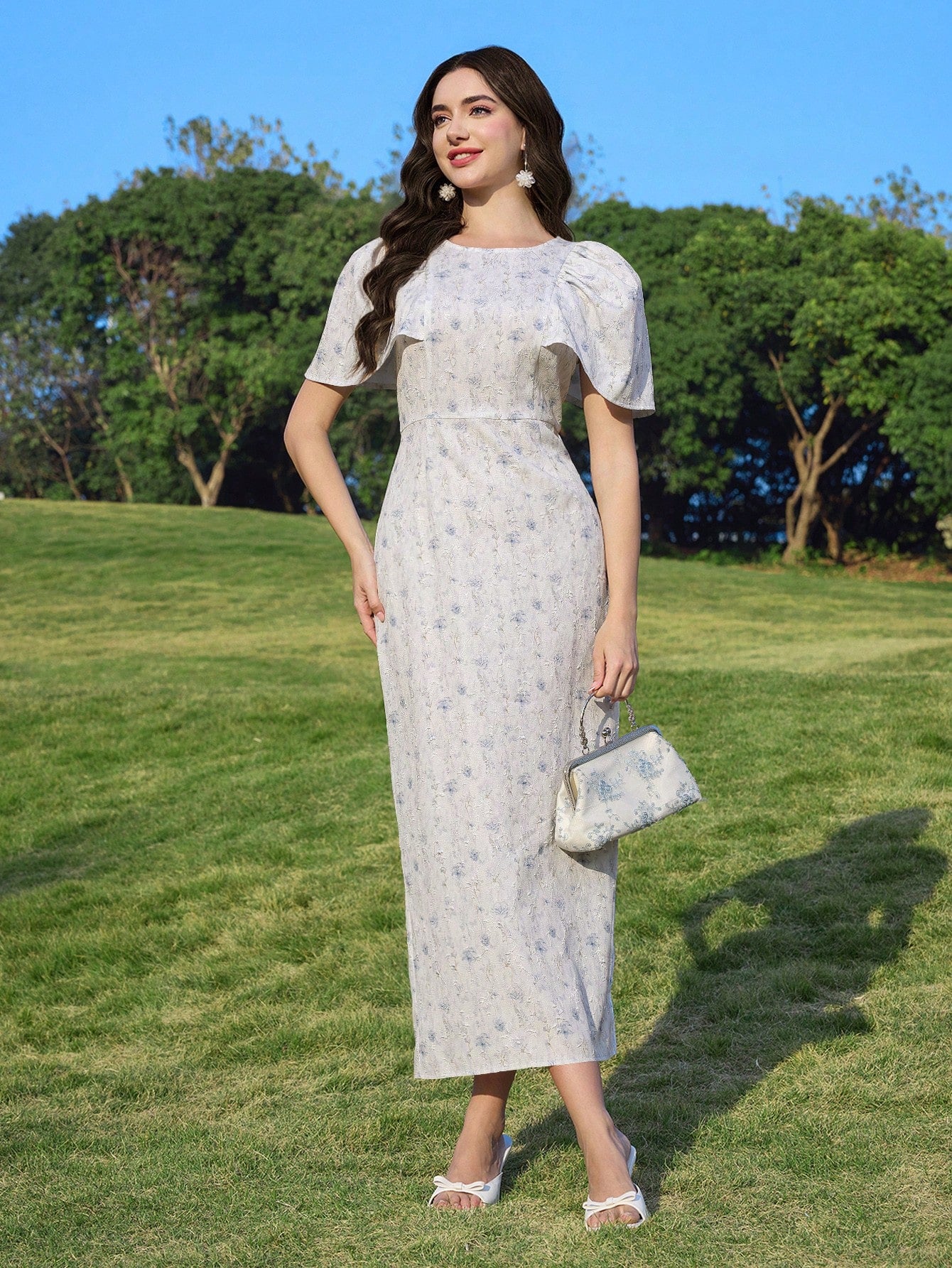 Elegant Ditsy Floral Puff Sleeve Dress for Women - Perfect for Any Occ Elegant Ditsy Floral Puff Sleeve Dress for Women - Perfect for Any Occ