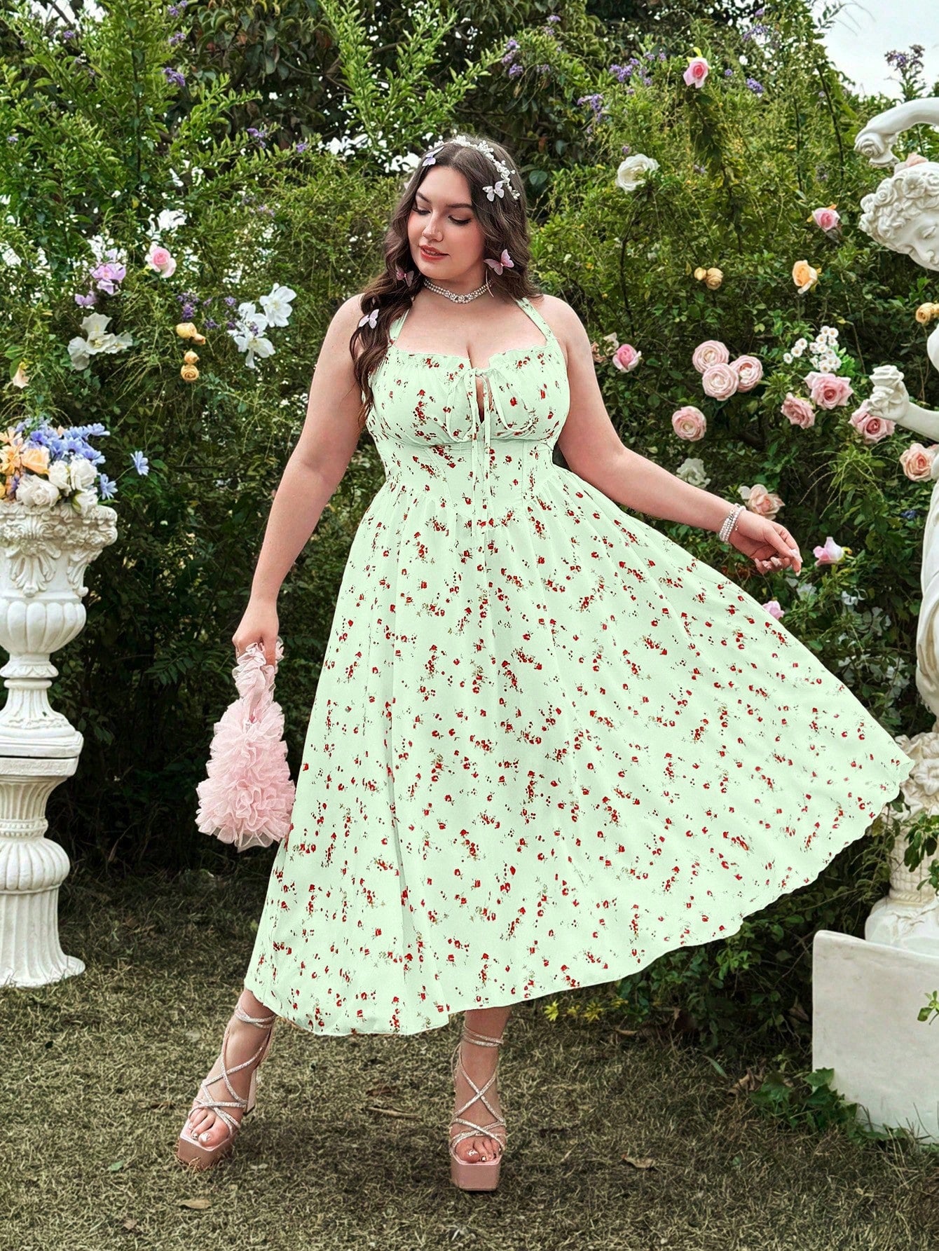 Elegant Floral Spaghetti Strap Dress