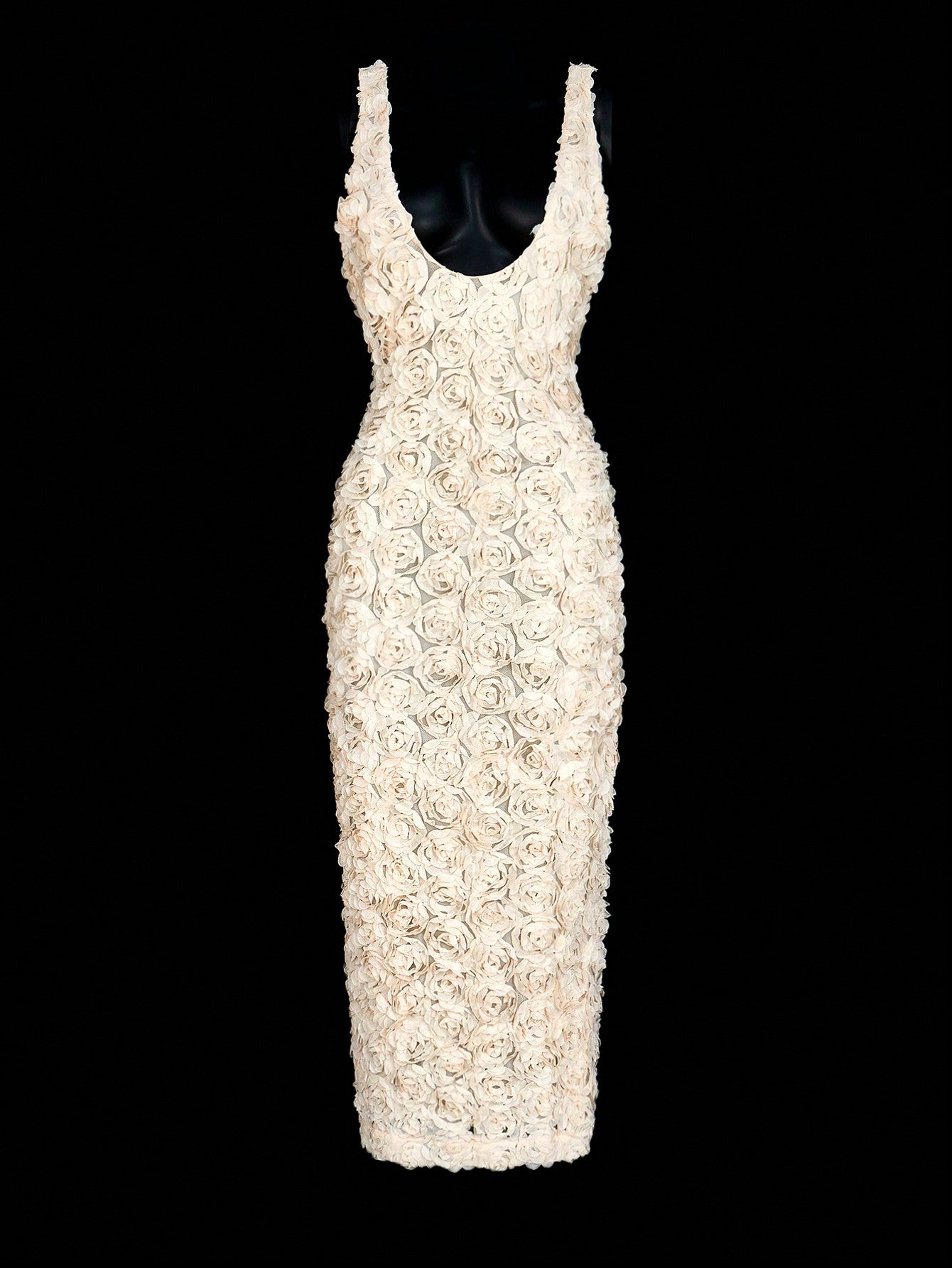 Elegant Long Rose Floral Jacquard Slim Fit Graduation Dress in White Canary Houze Elegant Long Rose Floral Jacquard Slim Fit Graduation Dress in White Canary Houze