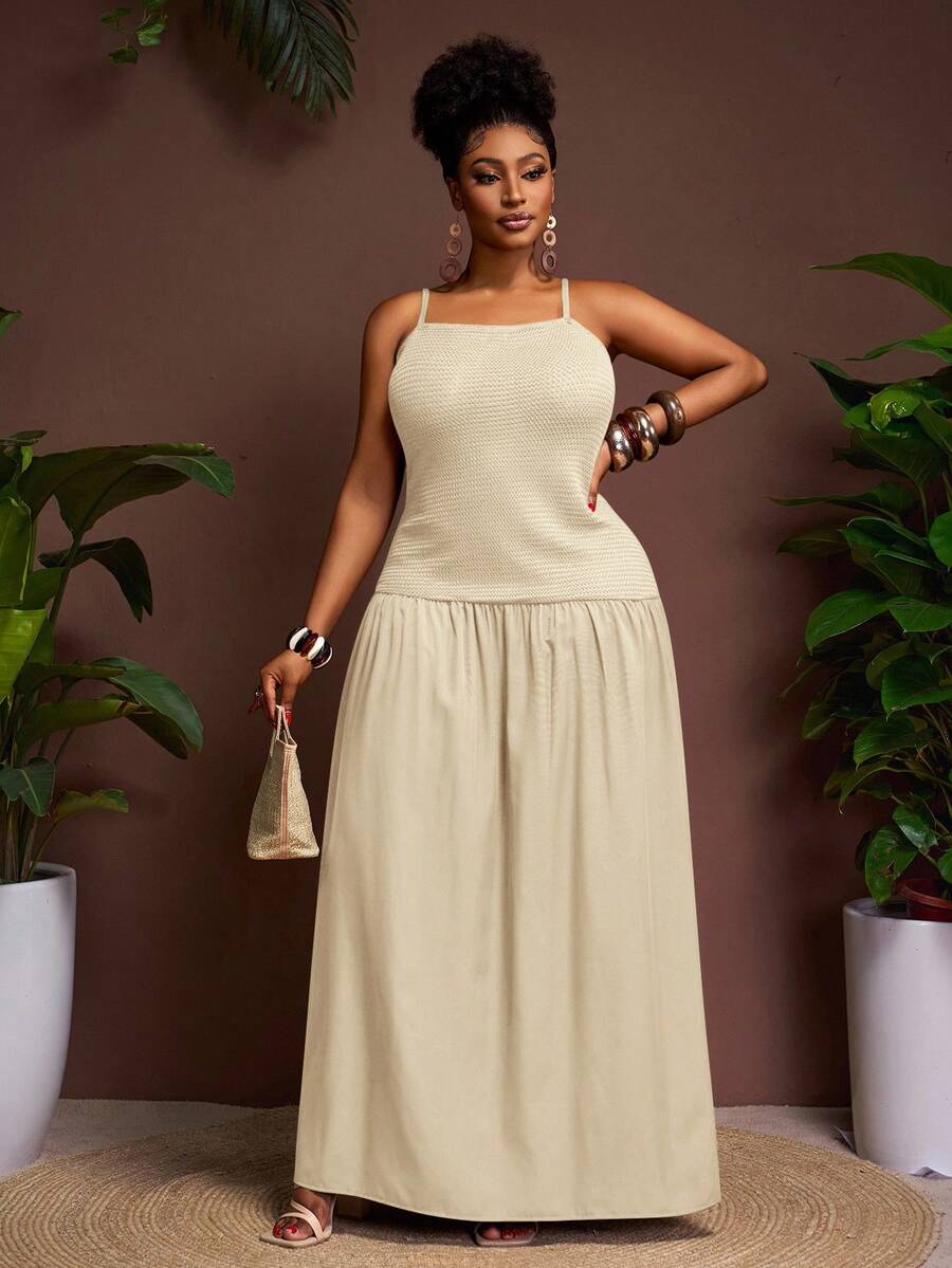 white christmas dresses Elegant Plus Size Brown Maxi Dress