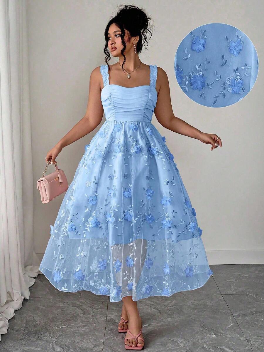 off the shoulder spring dress Elegant Plus Size Off-Shoulder Pink Floral Long for and Summer A line usually forms Soft watercolor blooms drift x-colourCode:SEASALT Size:FR 34