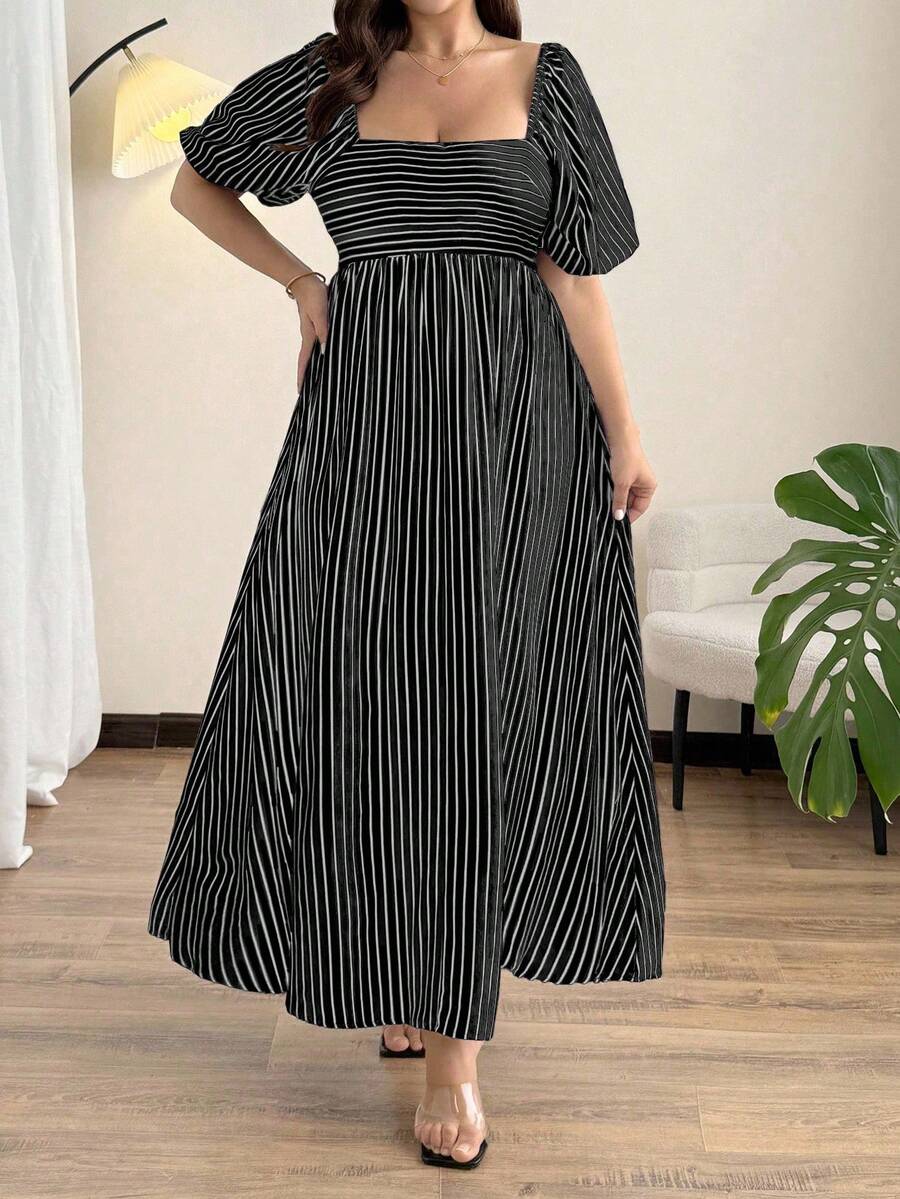 Elegant Plus Size Striped Floral Peplum Short Sleeve Jumpsuit for