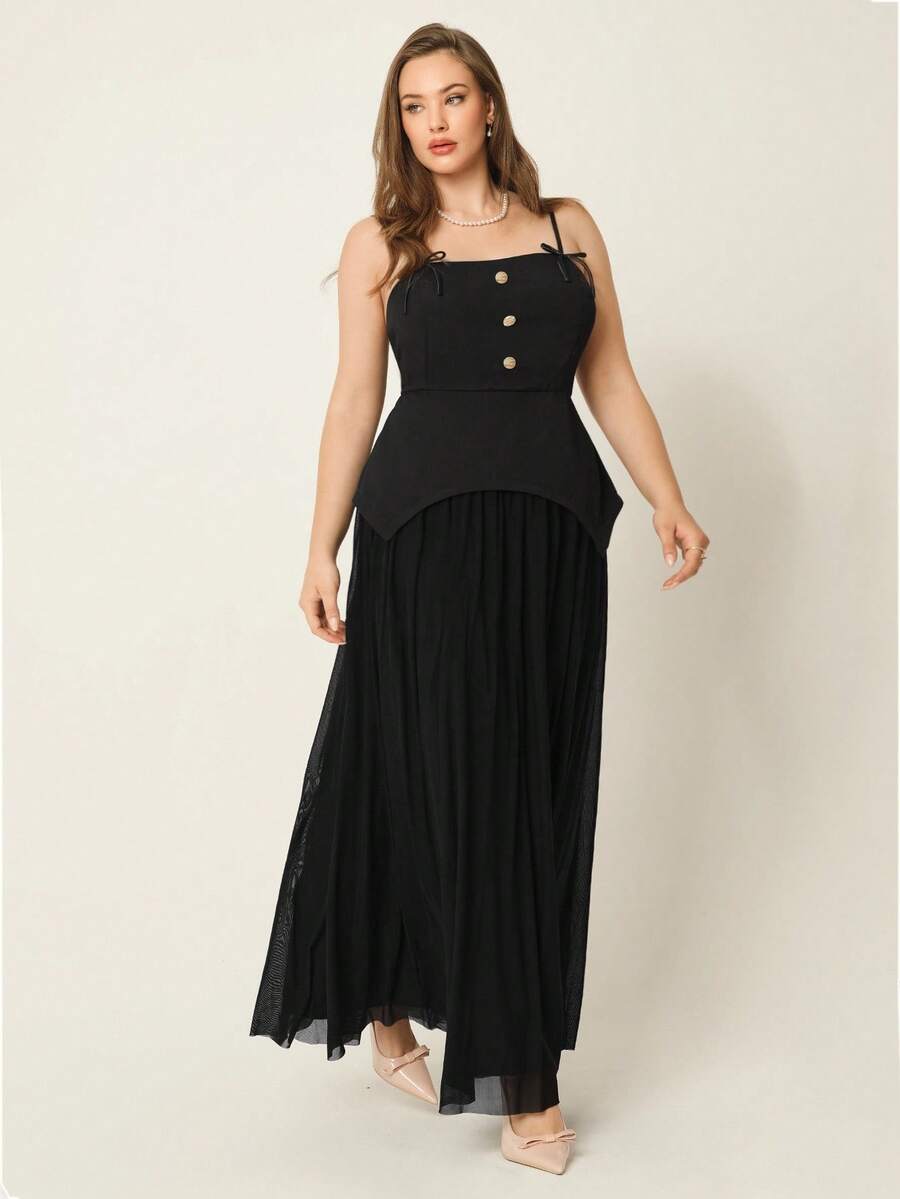 Elegant Plus Size Summer Outfit: Spaghetti Strap Two-Piece Dress Set f Canary Houze Elegant Plus Size Summer Outfit: Spaghetti Strap Two-Piece Dress Set f Canary Houze