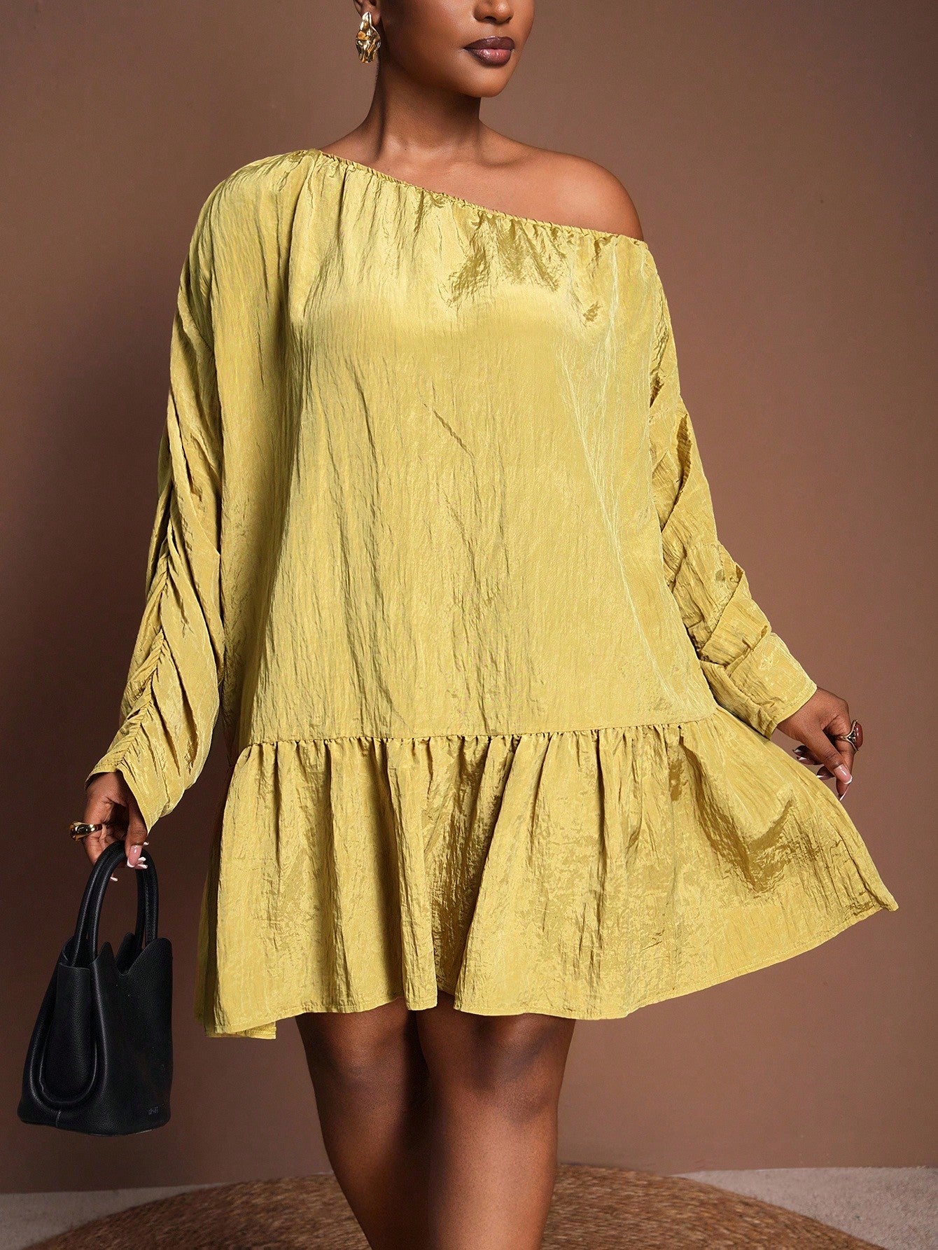 Elegant Plus Size Yellow Ruffle Hem Dress for Parties & Special Occasi –  Canary Houze