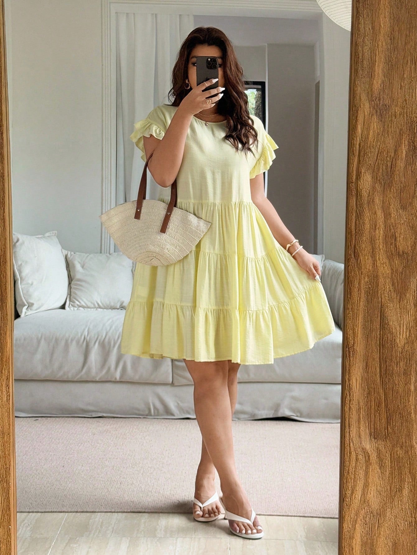 Elegant Plus Size Yellow Ruffled Dress for Casual Vacations and Romant – Canary Houze