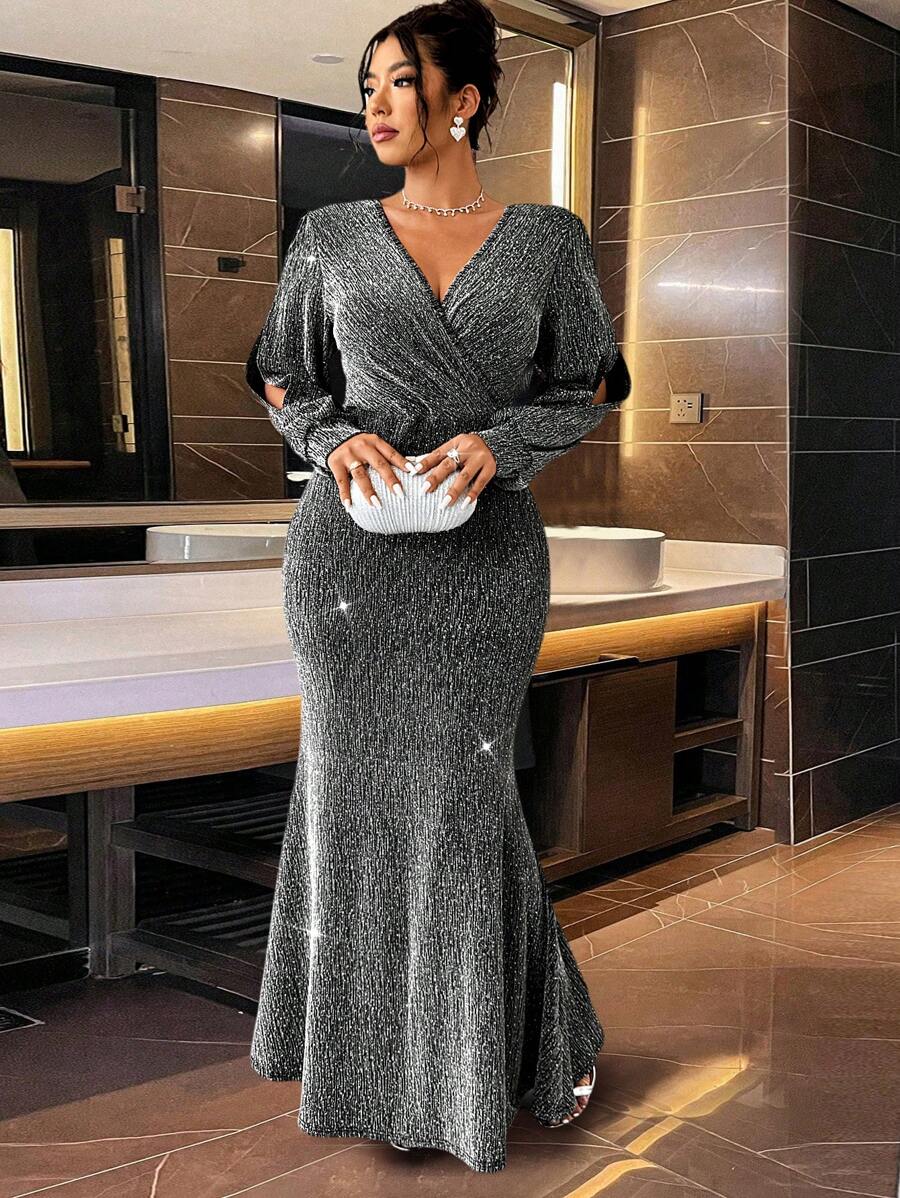Elegant Sparkling Rhinestone Mermaid Dress for Party - Maxi Womens Fashion Outfit Elegant Sparkling Rhinestone Mermaid Dress for Party - Maxi Womens Fashion Outfit